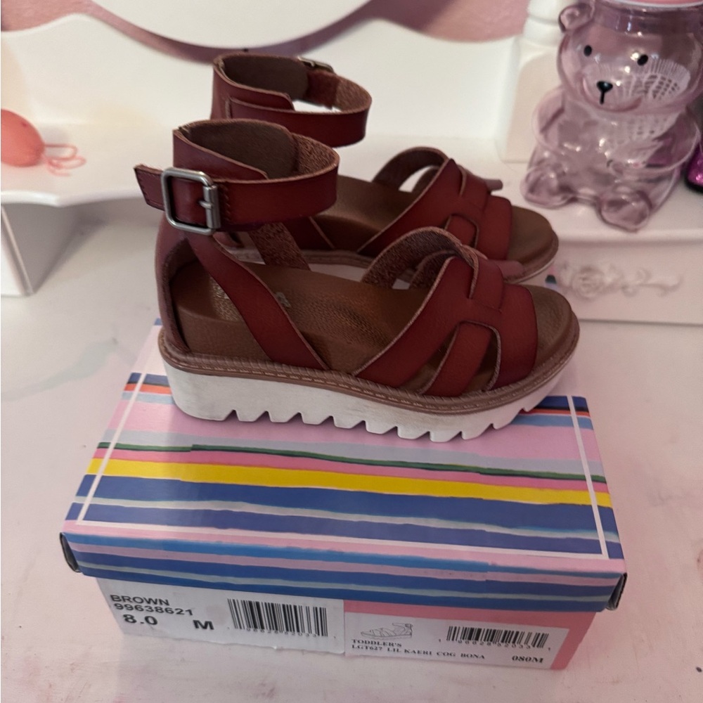 Toddler girl Brown Strappy Platform Sandals